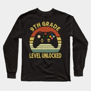 9th Grade Level Unlocked First Day of School Video Gamer Long Sleeve T-Shirt